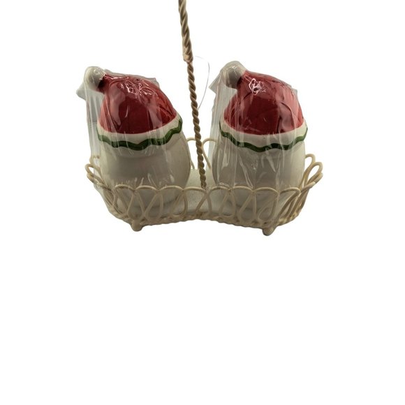New Santa Claus Christmas Salt Pepper Shakers Wire Basket Holiday 2006 Target - Picture 6 of 7